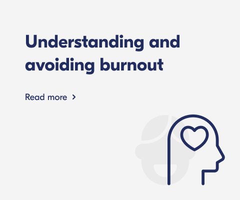 Text reading "Understanding and avoiding burnout".